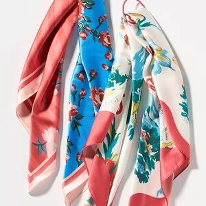 NWT Anthropologie Nautical Floral Hair Scarves, Set of 2